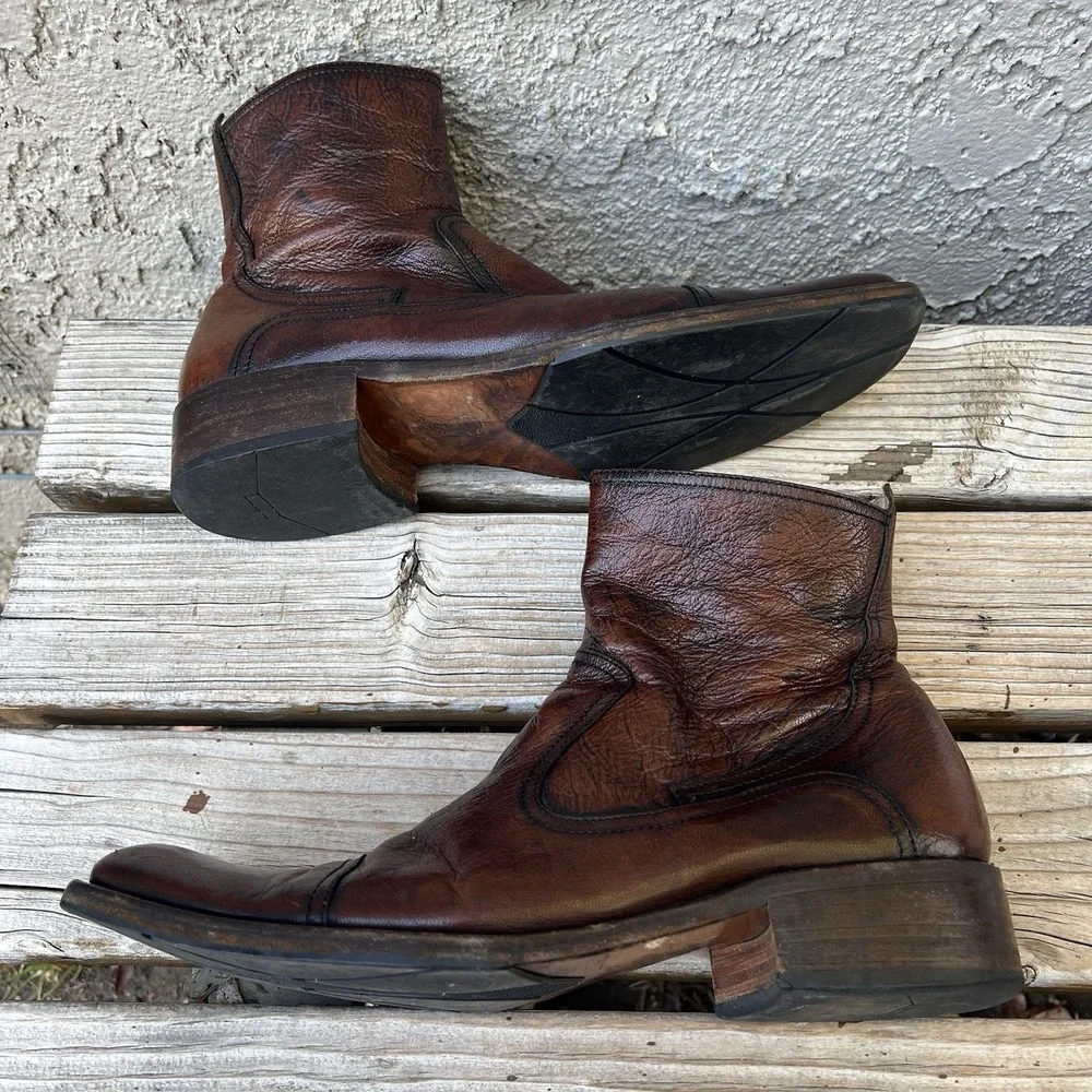 Kenneth Cole New York Boots Men Size 7 Leather Brown Made In Italy